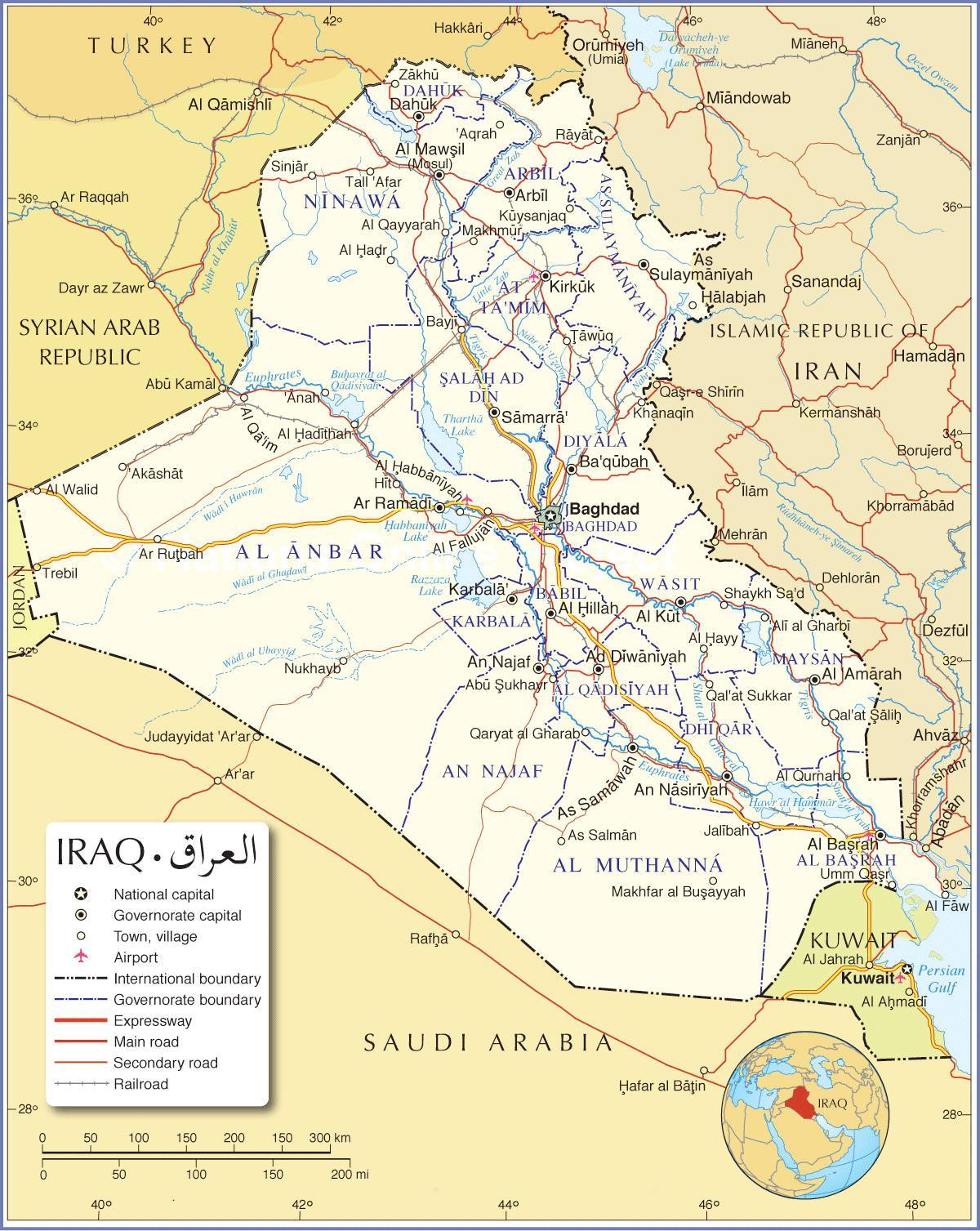 Քարտեզ Իրաքի ճանապարհների